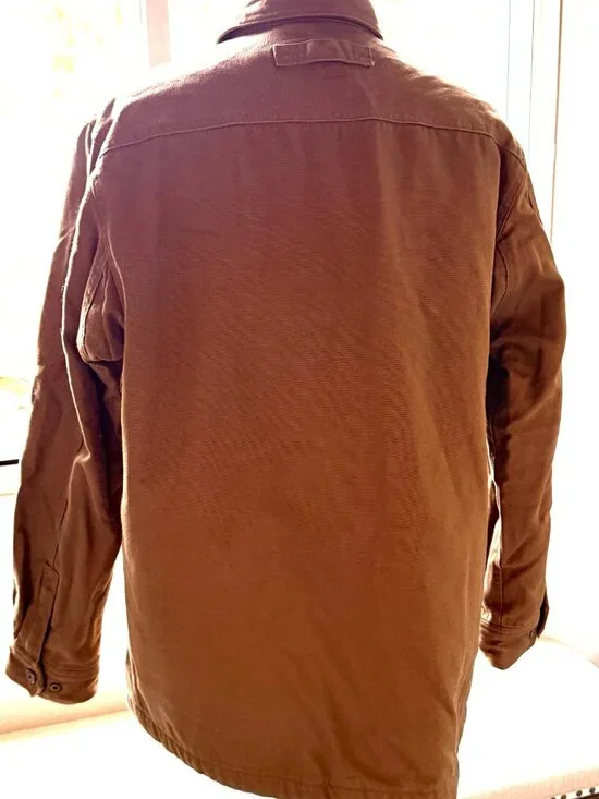 Duluth Trading Co Brown Shirt Jacket Mens Large Heavy Cotton Workwear Utility - Picture 3 of 9